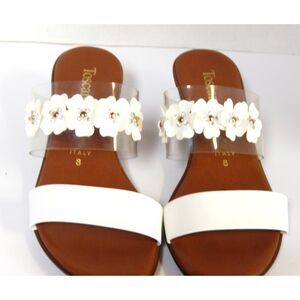 Toscanella White Flowered Made in Italy Sandals Women's Size 8